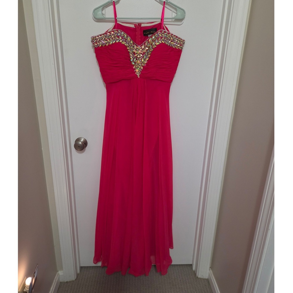 Night Moves Prom Collection Hot Pink Rhinestone Embellished Formal Gown 16W